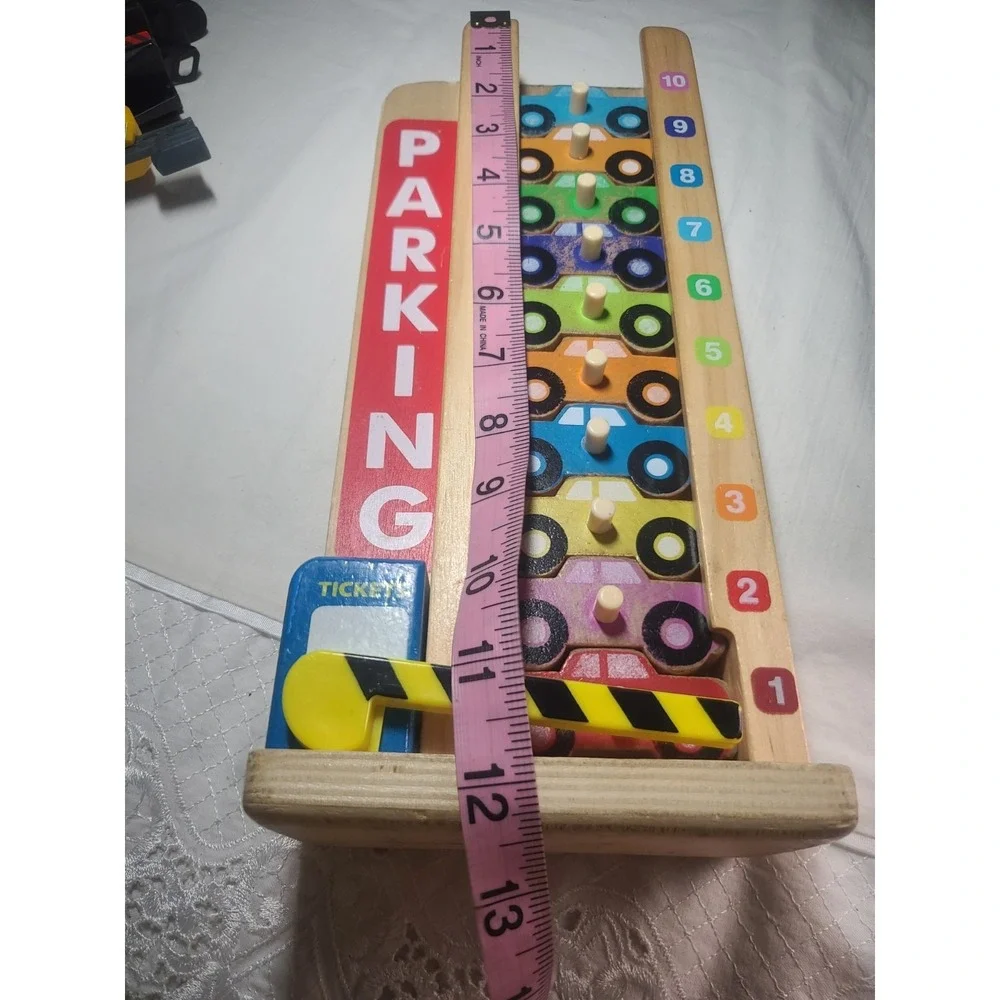 Melissa & Doug Stack & Count Wooden Parking Garage Set with 10 Colorful Cars